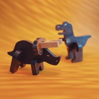 Bajo houten puzzel Triceratops zwart eiken - educatief speelgoed dino