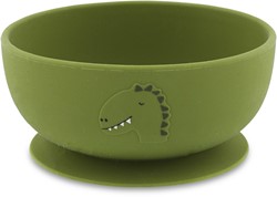 Trixie bol en silicone avec ventouse - vaisselle bébé Mr. Dino vert