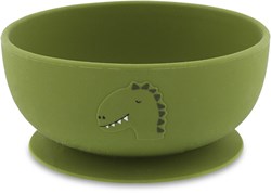 Trixie siliconen kom met zuignap - baby kinderservies Mr. Dino groen