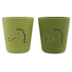 Trixie siliconen beker 2-pack Mr. Dino - duurzame kinderbekers groen