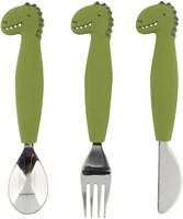Trixie siliconen kinderservies eetset 3-delig Mr. Dino multi kleur