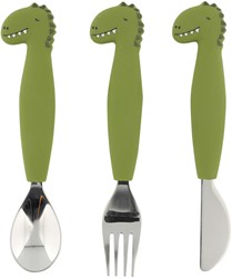 Trixie siliconen kinderservies eetset 3-delig Mr. Dino multi kleur