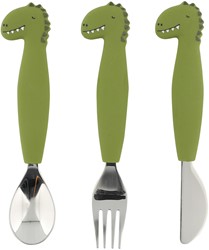 Trixie vaisselle enfant en silicone set repas 3 pièces Mr. Dino multicolore