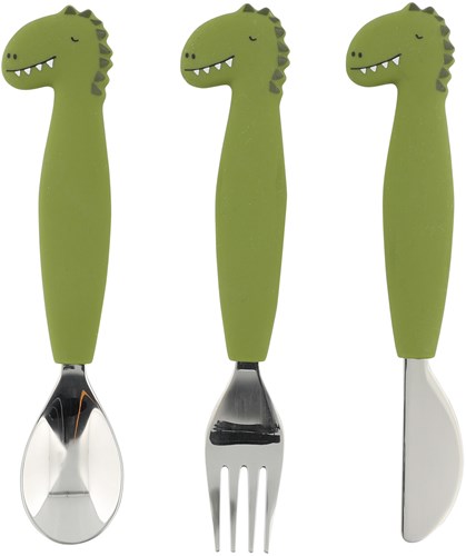 Trixie siliconen kinderservies eetset 3-delig Mr. Dino multi kleur