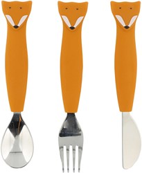 Trixie vaisselle enfant en silicone set repas 3 pièces Mr. Fox - couverts colorés et sûrs