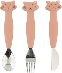 Trixie siliconen kinderservies eetset 3-delig Mrs. Cat - kleurrijk tafelgerei