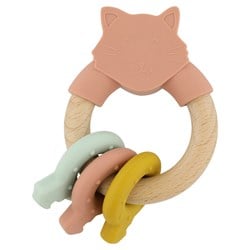 Trixie anneau d'activité bois bébé rose - anneau de dentition silicone Mrs. Cat