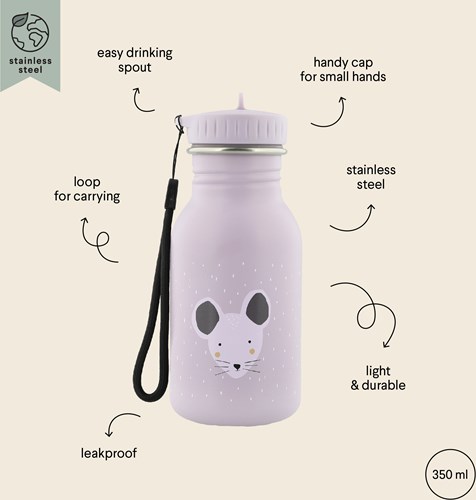 Trixie gourde inox enfants 350ml Mrs. Mouse étanche violet-2