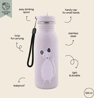 Trixie gourde inox 500ml - Mrs. Mouse - bouteille d'eau enfant - étanche - violet-3