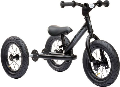 Trybike loopfiets 2-in-1 staal - Zwart - Kinderfiets - 12 inch Trybike steel 2-in-1, all black edition
