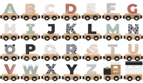 Tryco houten lettertrein locomotief - kleurrijk speelgoed voor kinderen-2