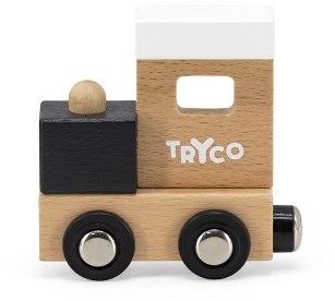 Tryco houten lettertrein locomotief - kleurrijk speelgoed voor kinderen