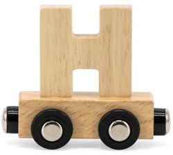 Tryco houten lettertrein wagon H - natuurlijke houten speelgoedtrein