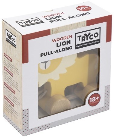 Tryco houten trekdier leeuw - houten speelgoed trekfiguur geel-2