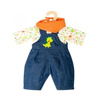 Heless babypop tuinbroek set Dino 3-delig 28-35cm poppenkleding