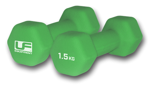 Urban Fitness dumbbells neopreen hexagon - set van 2 x 1,5kg groen