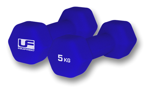 Urban Fitness dumbbells neopreen blauw - 2 x 5kg - hex set