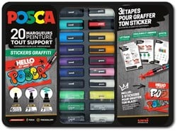 Uni Posca Uni Posca Verfmarker Koffer Stickers Graffiti 20 stuks