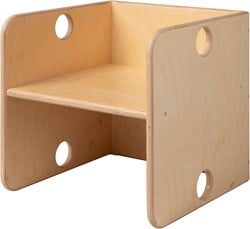 Van Dijk Toys houten kubusstoel / kinderstoel Naturel - 35x35x35 cm vanaf 1 jaar (kinderopvang kwaliteit)