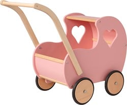 Van Dijk Toys landau en bois pour poupée vintage/rétro - Rose (Qualité de garde d'enfants)
