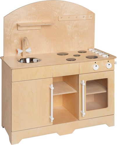 Van Dijk Toys houten speelgoed keuken / keukentje XL - Naturel met wit (Kinderopvang kwaliteit)-2