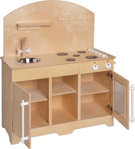 Van Dijk Toys houten speelgoed keuken / keukentje XL - Naturel met wit (Kinderopvang kwaliteit)-3