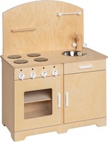 Van Dijk Toys houten speelgoed keuken / keukentje Peuters - Naturel met wit (Kinderopvang kwaliteit)-2