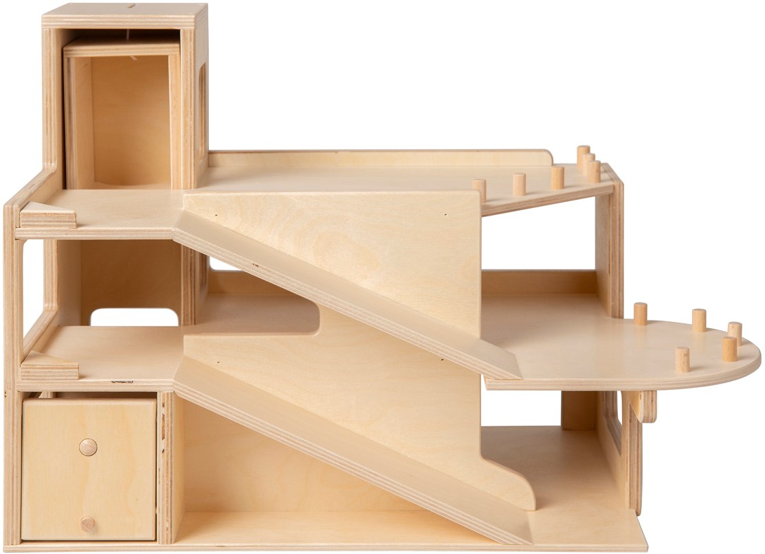 Van Dijk Toys jouet en bois garage 2 étages et ascenseur - Naturel (Qualité  puériculture)