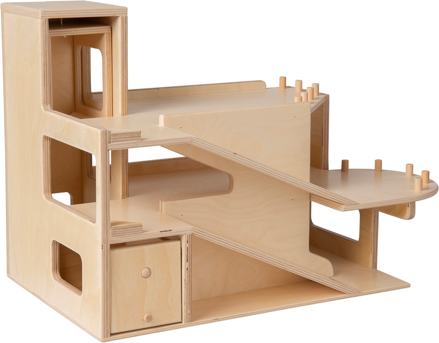 Van Dijk Toys jouet en bois garage 2 étages et ascenseur - Naturel (Qualité  puériculture)