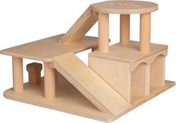 Van Dijk Toys houten speelgoed garage met helikopterdek - Naturel (Kinderopvang kwaliteit)