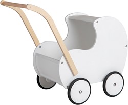 Van Dijk Toys landau en bois pour poupée vintage/rétro-blanc (qualité de garde d'enfants)