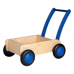 Van Dijk Toys houten loopwagen vanaf 1 jaar - Naturel - Blauw (Kinderopvang kwaliteit)