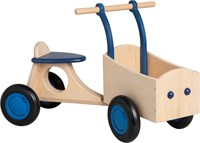 Van Dijk Toys houten kinder loop bakfiets vanaf 1 jaar - Blauw (Kinderopvang kwaliteit)