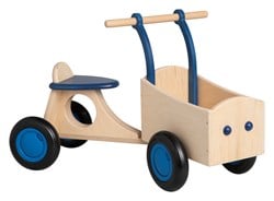 Van Dijk Toys houten kinder loop bakfiets vanaf 1 jaar - Blauw (Kinderopvang kwaliteit)