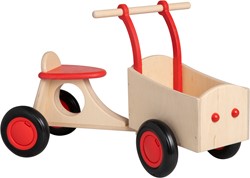 Van Dijk Toys houten kinder loop bakfiets vanaf 1 jaar - Rood (Kinderopvang kwaliteit)