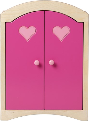 Van Dijk Toys Armoire à poupée en bois - Naturel avec rose (Qualité de garde d'enfants)