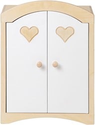 Van Dijk Toys houten speelgoed Poppenkledingkast - Naturel met wit (Kinderopvang kwaliteit)