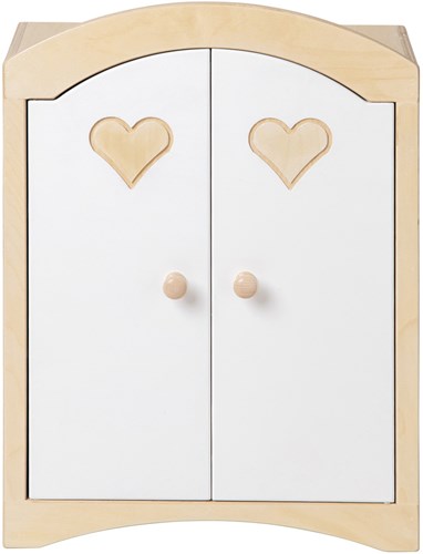 Van Dijk Toys houten speelgoed Poppenkledingkast - Naturel met wit (Kinderopvang kwaliteit)