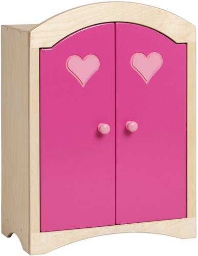 Van Dijk Toys Armoire à poupée en bois - Naturel avec rose (Qualité de garde d'enfants)-2