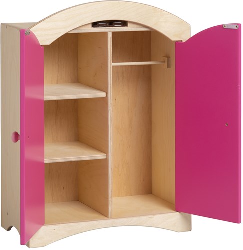 Van Dijk Toys Armoire à poupée en bois - Naturel avec rose (Qualité de garde d'enfants)-3