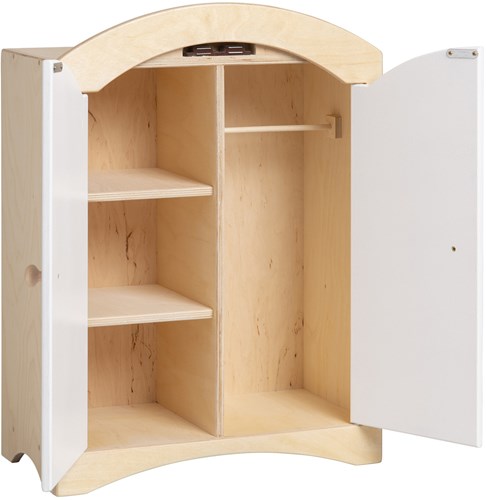 Van Dijk Toys houten speelgoed Poppenkledingkast - Naturel met wit (Kinderopvang kwaliteit)-3