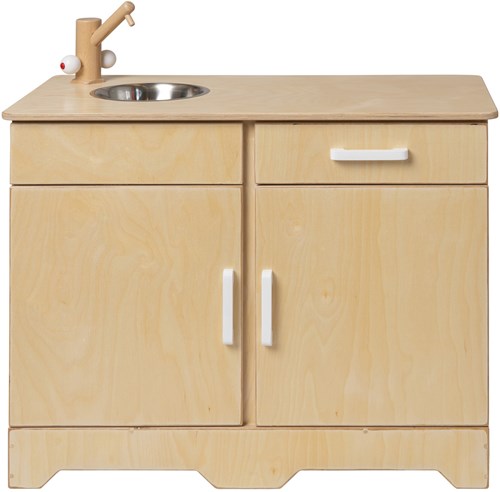 Van Dijk Toys houten speelgoed keuken / keukentje - Naturel met wit (Kinderopvang kwaliteit)