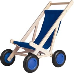 Van Dijk Toys poussette en bois pour poupée / buggy pour poupée - Bleu (Qualité de garde d'enfants)