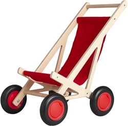 Van Dijk Toys poussette en bois / poussette de poupée - Rouge (Qualité de garde d'enfants)