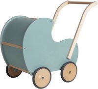 Van Dijk Toys landau en bois pour poupée vintage/rétro - Bleu/vert (Qualité de garde d'enfants)-2