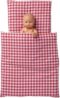 Van Dijk Toys Housse de lit à carreaux rouge/blanc 3 pièces - Rouge-2