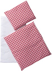 Van Dijk Toys Housse de lit à carreaux rouge/blanc 3 pièces - Rouge