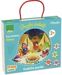 Vilac puzzel vakanties houten progressieve puzzel 4 stuks