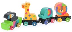 Vilac train d’animaux en bois jouet - animaux magnétiques colorés