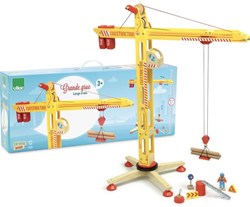 Vilac grue de chantier en bois - grande grue de construction avec accessoires